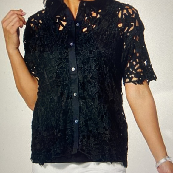 MarlaWynne Tops - MarlaWynne Wynne Collection Abstract Floral Lace Black Size S New